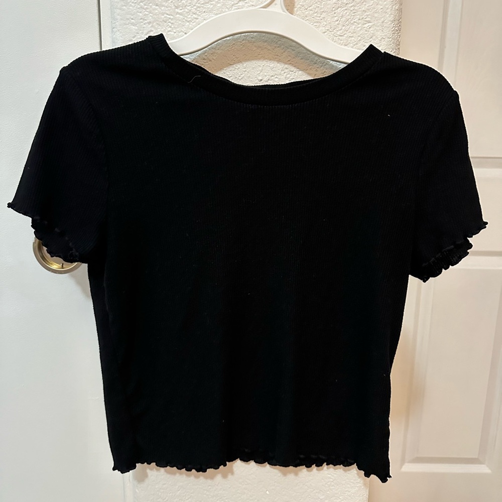 Classic Black Ribbed Women's Top